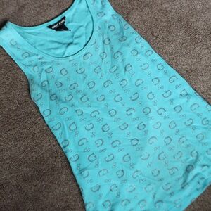 Guess Turquoise Logo Tank Top